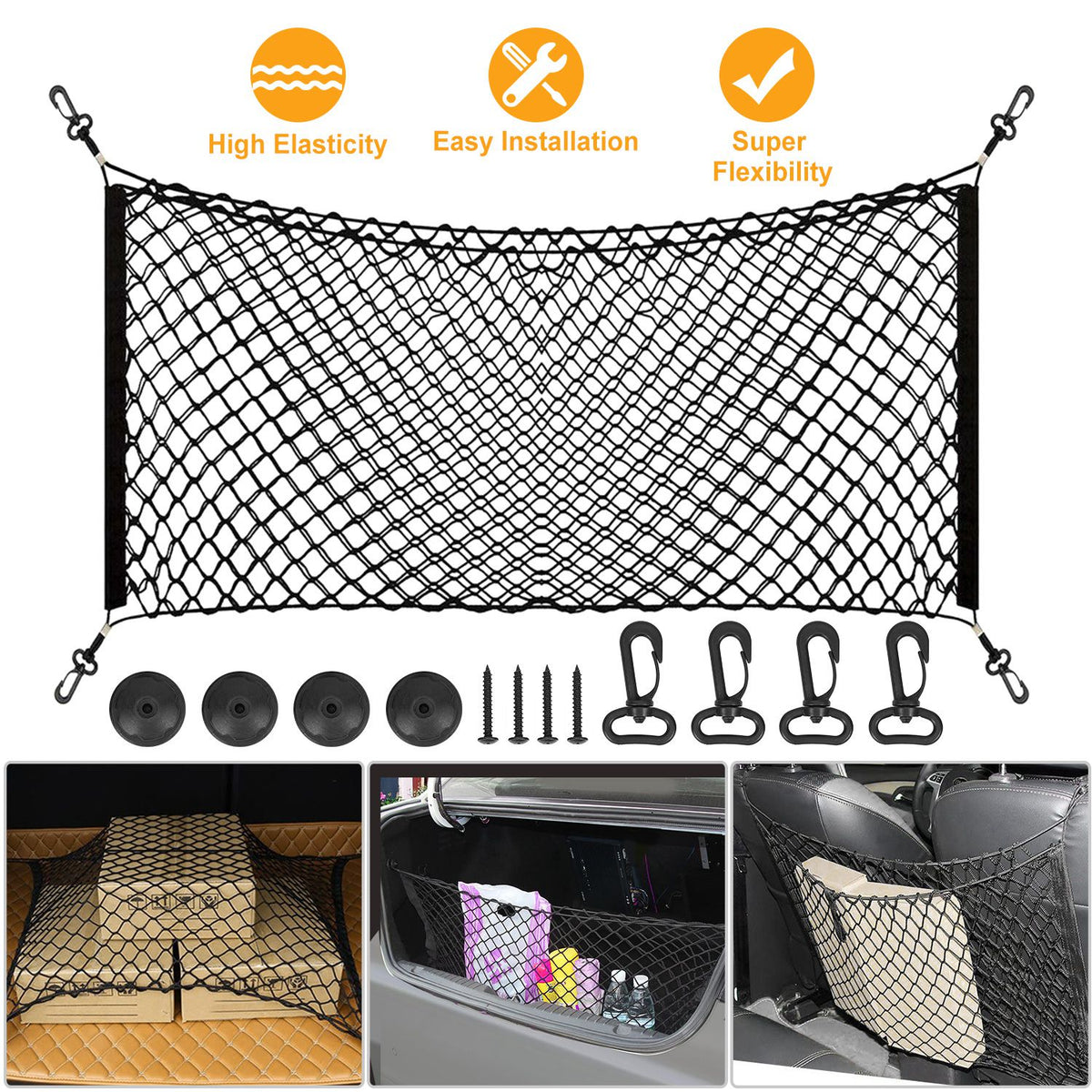 Trunk Cargo Net Organizer - Stretchable Elastic Storage