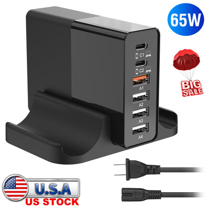 45W 4-Port USB Fast Charger with Type-C and USB-A Ports