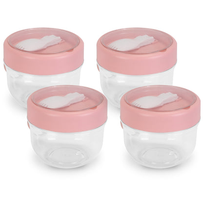 Overnight Oats Containers with Lids and Spoons, 20oz, 4-Pack