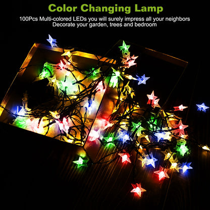 Solar Star String Lights 39.3ft 100 LED Waterproof Outdoor