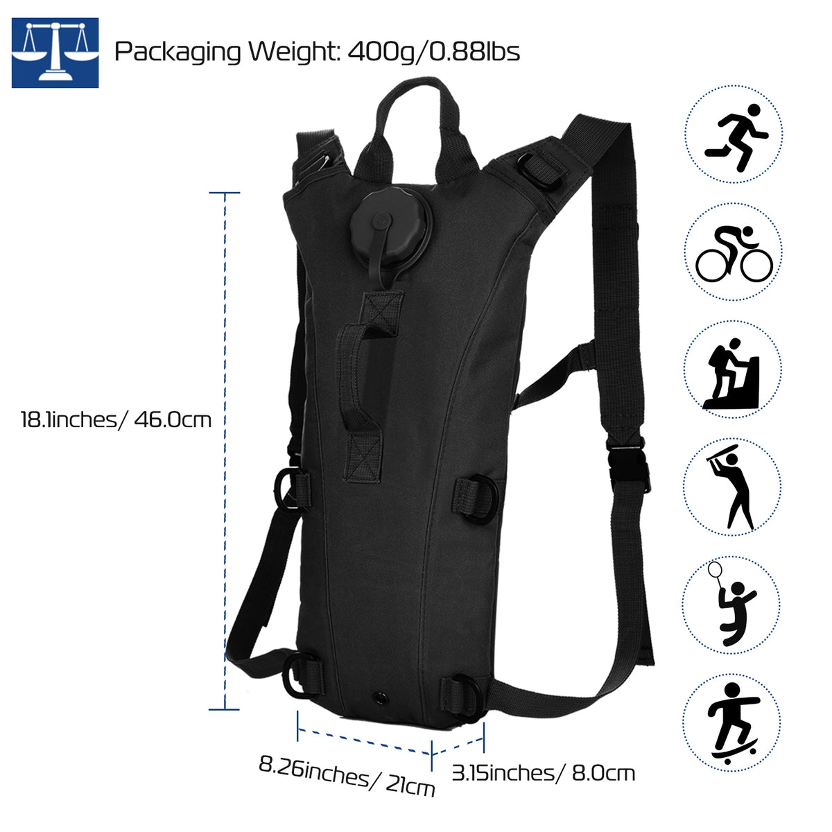 Tactical Hydration Pack with 3L Water Bladder