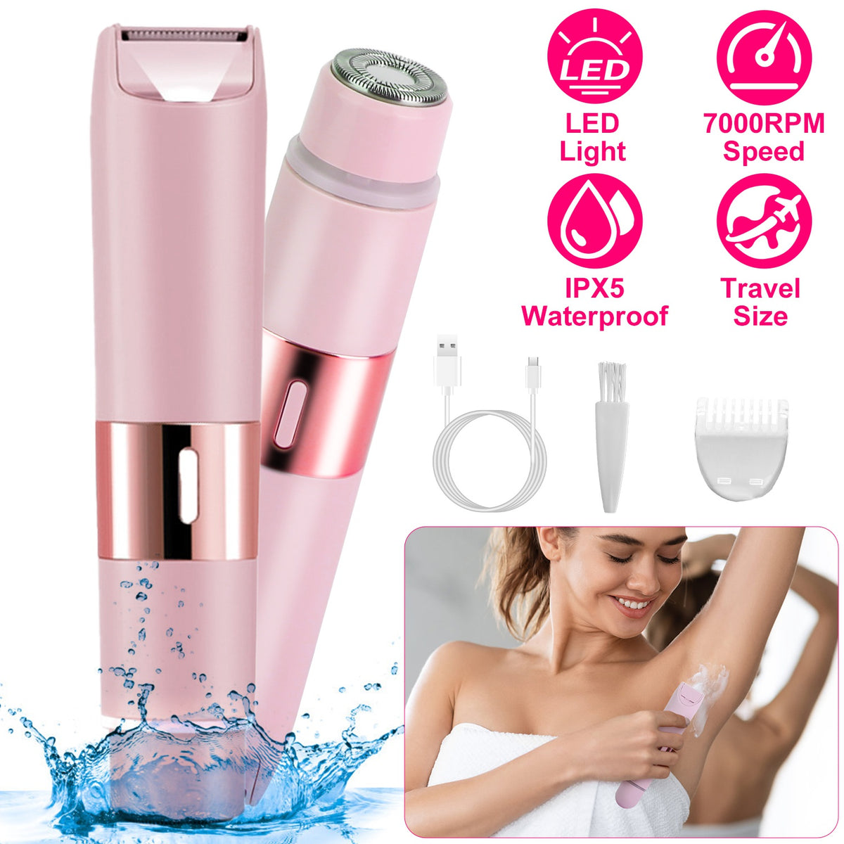 Cordless Waterproof Body Shaver for Women