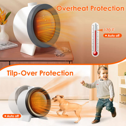 1000W Ceramic Space Heater with 3 Modes & Safety Shutoff