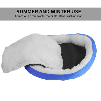 Soft Fleece Dog Bed with Reversible Cushion for Small Pets