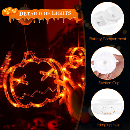 Halloween Window Light Set - Spider, Witch Hat & Pumpkin