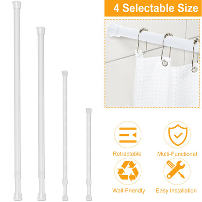 Tension Curtain Rod Adjustable Spring-Loaded Steel Pole