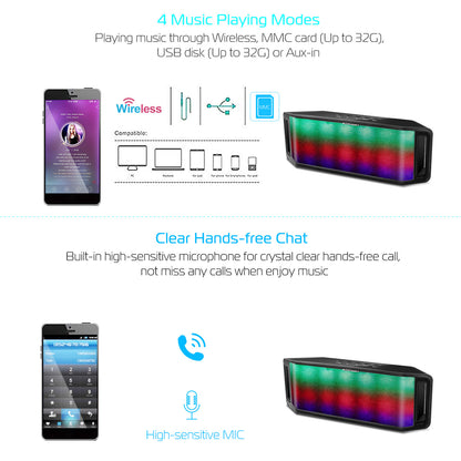LED Wireless Speaker with Multicolor Lights and FM Radio