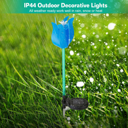 Solar Powered Tulip Garden Stake Light with Windmill