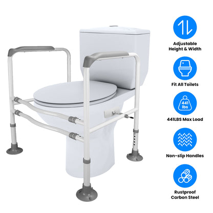 Adjustable Toilet Safety Rails for Elderly & Handicap