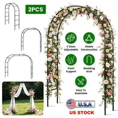 Adjustable Metal Garden Arch for Climbing Plants - 7.87ft Tall