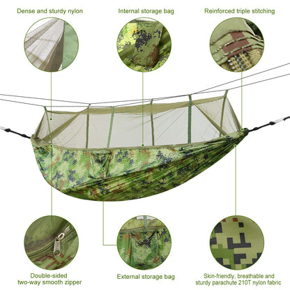 Camping Hammock with Mosquito Net - 600lb Capacity for 2 People