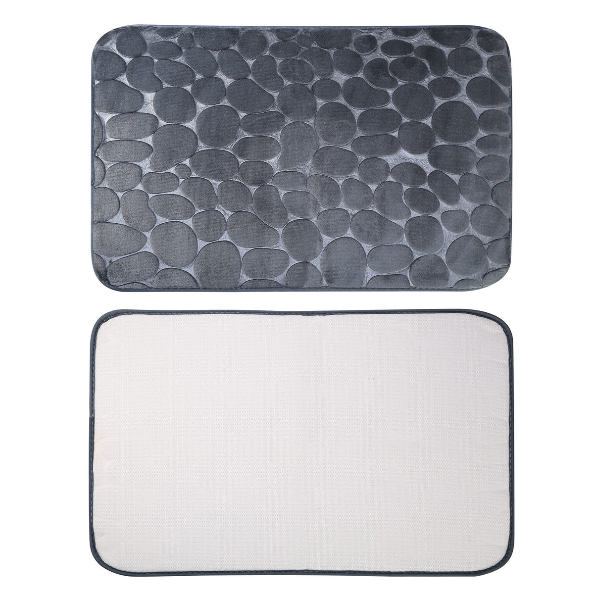 Bathroom Rug Set 2-Piece Non-Slip Flannel Pebble Pattern