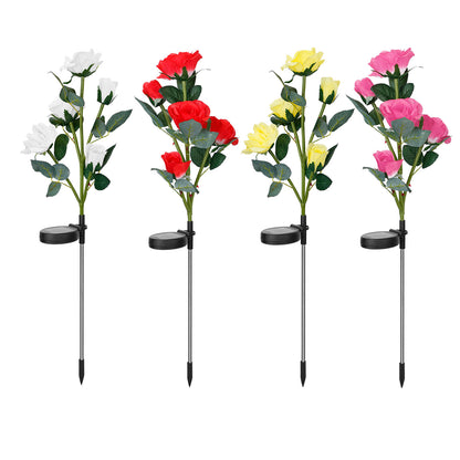 Solar Rose Flower Stake Lights - 2 Pack Outdoor Garden Decor