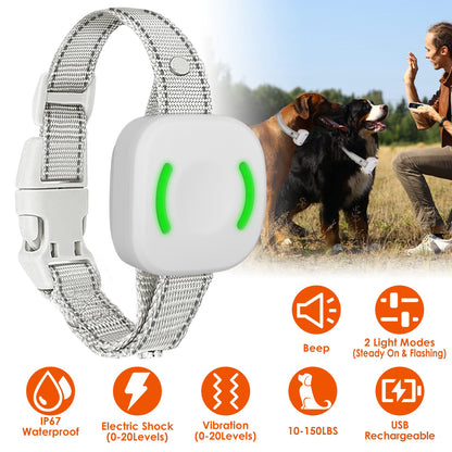 IP67 Waterproof Electric Dog Training Collar Rechargeable Dog Receiver with Light Beep Vibration Shock Fit for All Dogs 