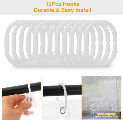 Waterproof EVA Shower Curtain 70x70 Inches with 12 Hooks