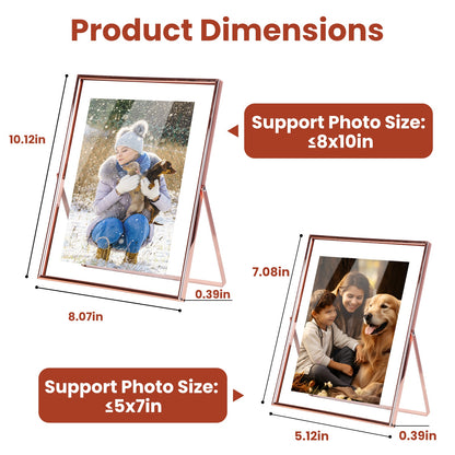 Rose Gold Metal Picture Frame Set 5x7 & 8x10 Vertical