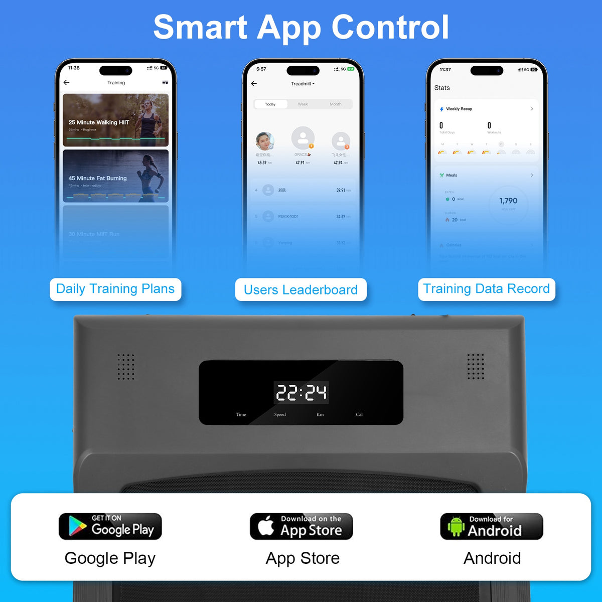 Under Desk Folding Treadmill with Remote and App Control
