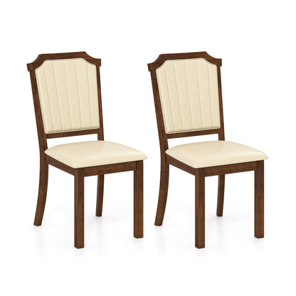Dining Chairs Set of 2 with PU Leather and Rubber Wood Frame