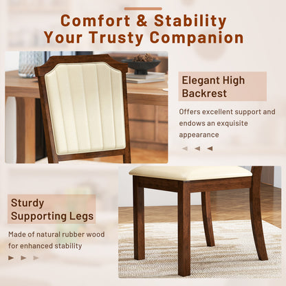 Dining Chairs Set of 2 with PU Leather and Rubber Wood Frame