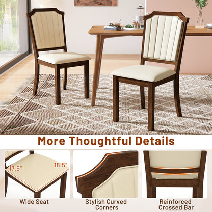 Dining Chairs Set of 2 with PU Leather and Rubber Wood Frame