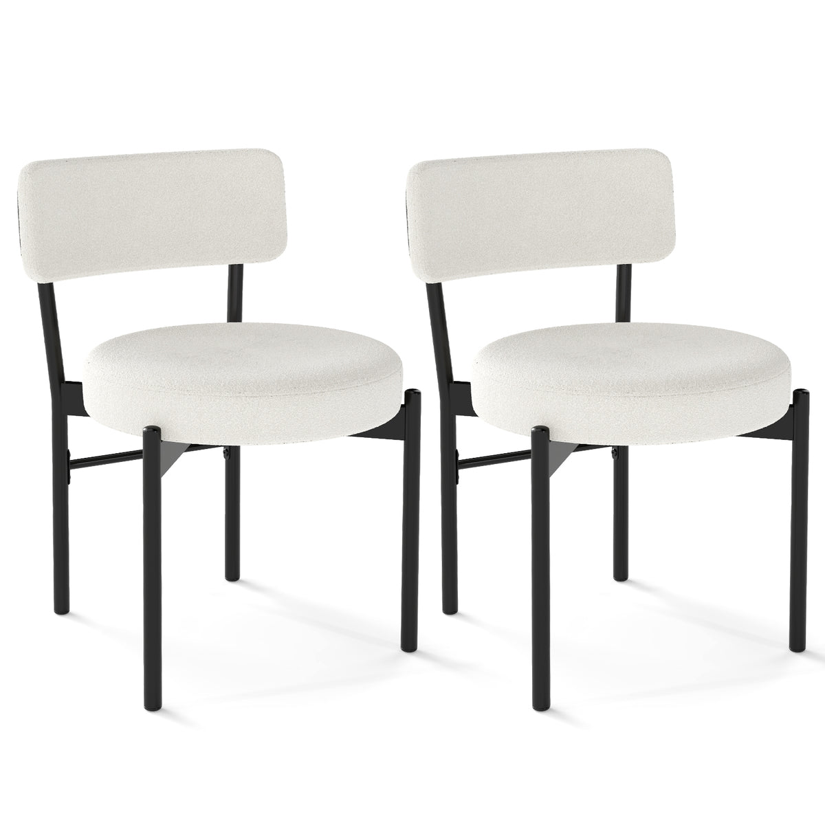 Padded Dining Chairs Set of 2 with Curved Backrest