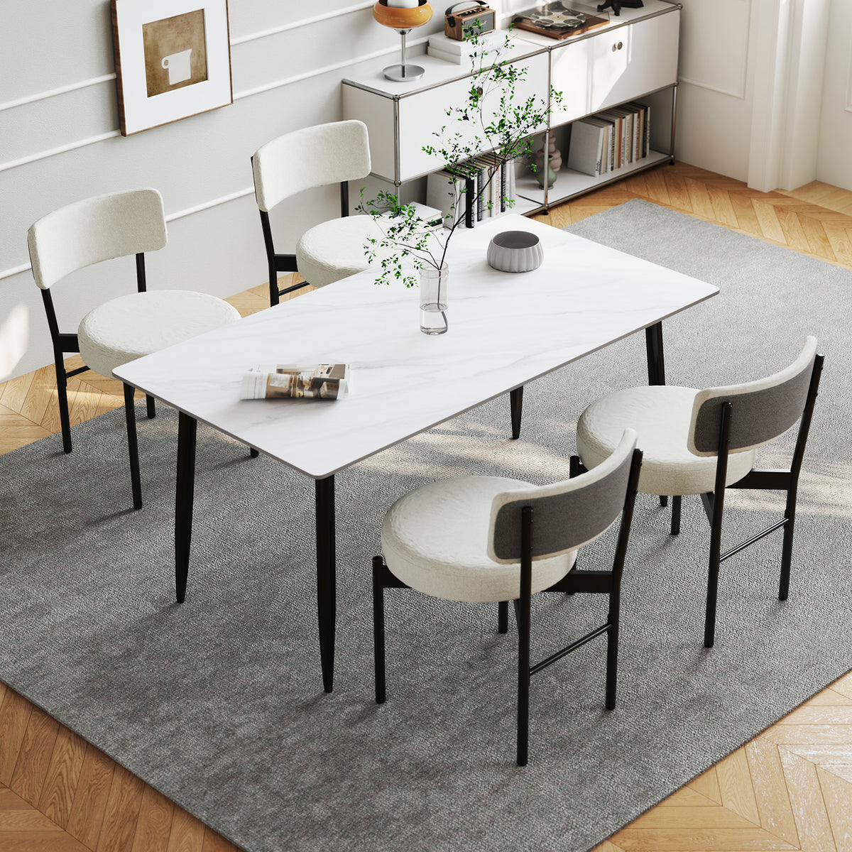 Padded Dining Chairs Set of 2 with Curved Backrest
