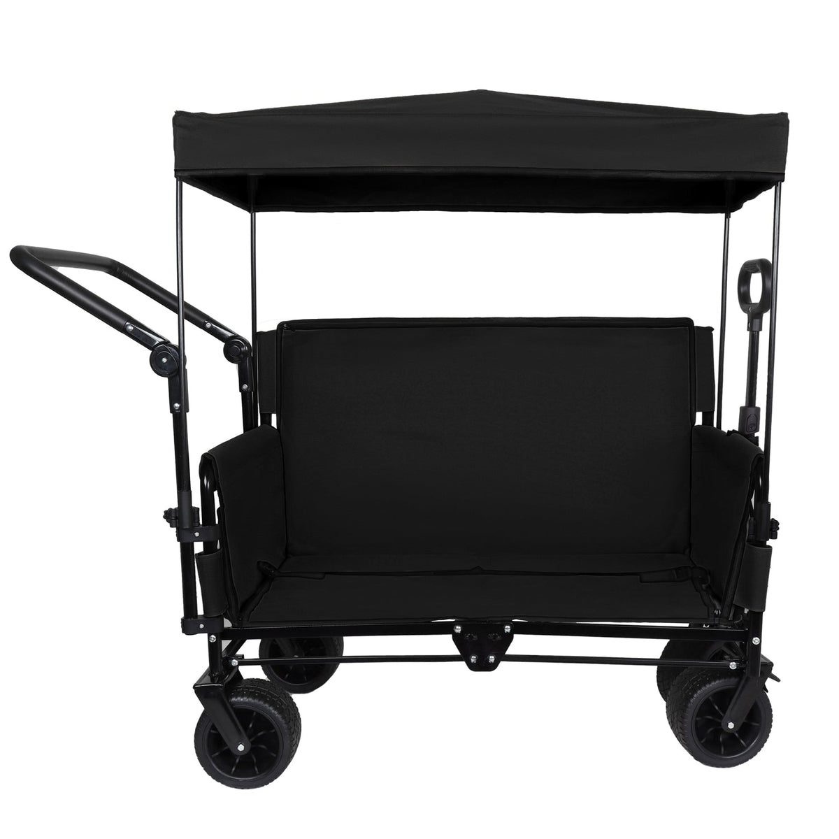 Folding Wagon Cart with Bench Seat & Canopy, 500lbs Capacity
