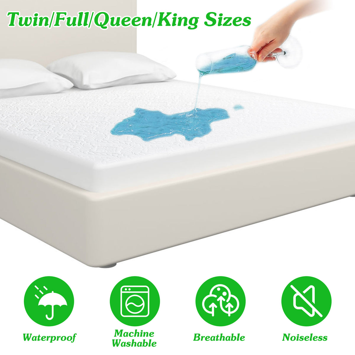 Waterproof Mattress Protector Full Size Cotton Breathable