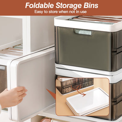 Foldable Storage Bins with Lids - 3 Pack Stackable Organizer