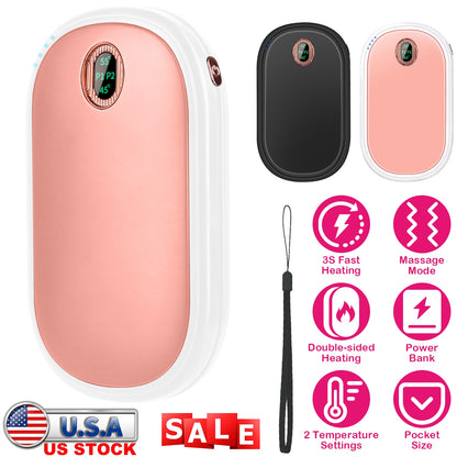 Rechargeable Hand Warmer with Power Bank & Digital Display