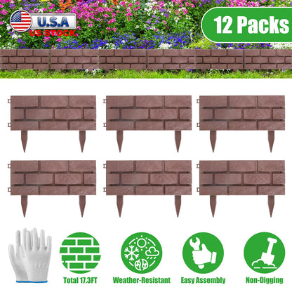 Garden Border Edging Panels 12-Pack with Rotatable Connectors