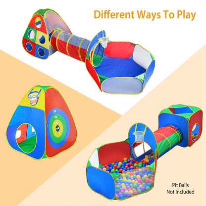 Kids Ball Pit Tent Set with Tunnels & Playhouse - 5 Piece