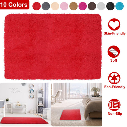 Shaggy Area Rug 4' x 2.6' Anti-Slip Soft Polyester Floor Mat