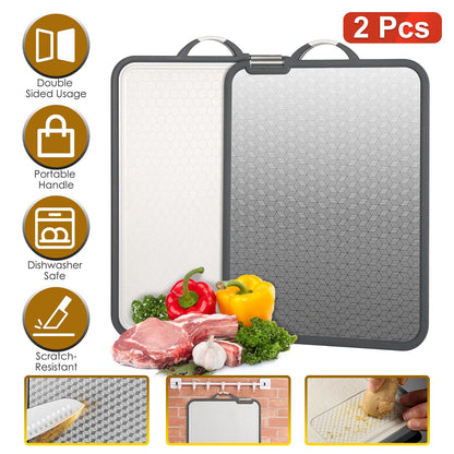 Double Sided Cutting Board with Knife Sharpener - 2 Pack