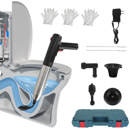 Electric Toilet Plunger with Pressure Display & Multiple Heads