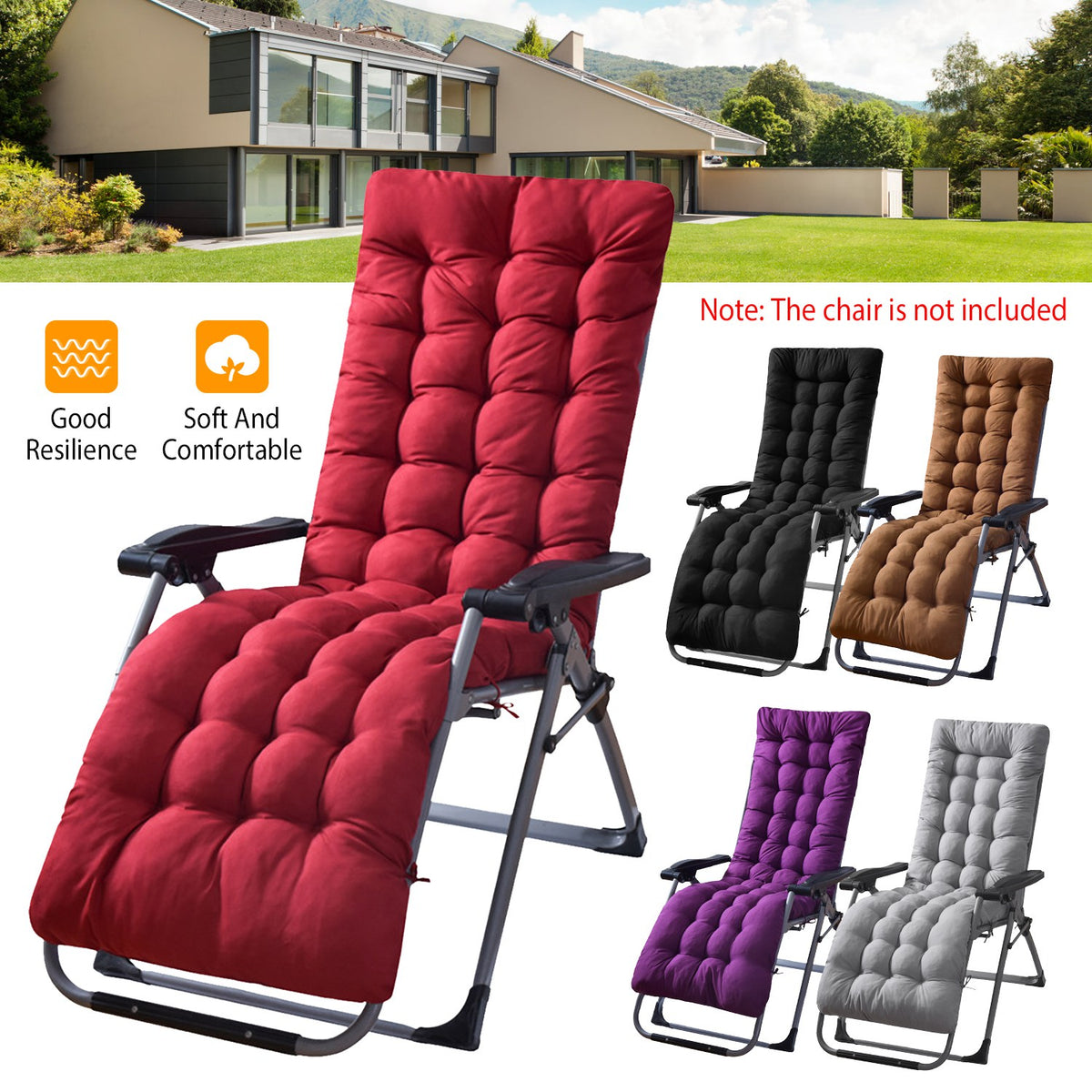67x22in Chaise Lounger Cushion Recliner Rocking Chair Sofa Mat Deck Chair Cushion
