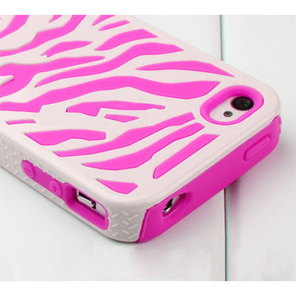 Zebra Print Hybrid Case for iPhone 4/4S with Screen Protector