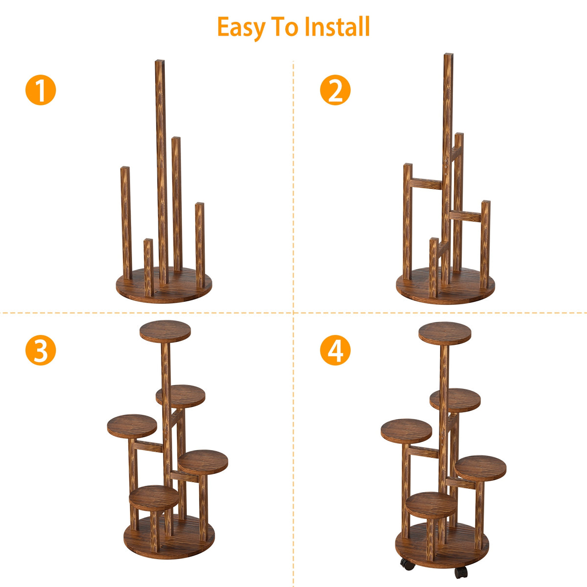 5 Tier Rolling Plant Stand with Wheels for Indoor Outdoor Use