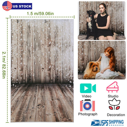 Wooden Floor Photography Backdrop 5x7ft Rustic Wall Design