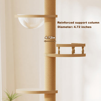 Floor-to-Ceiling Cat Tree with Adjustable Height & Sisal Post