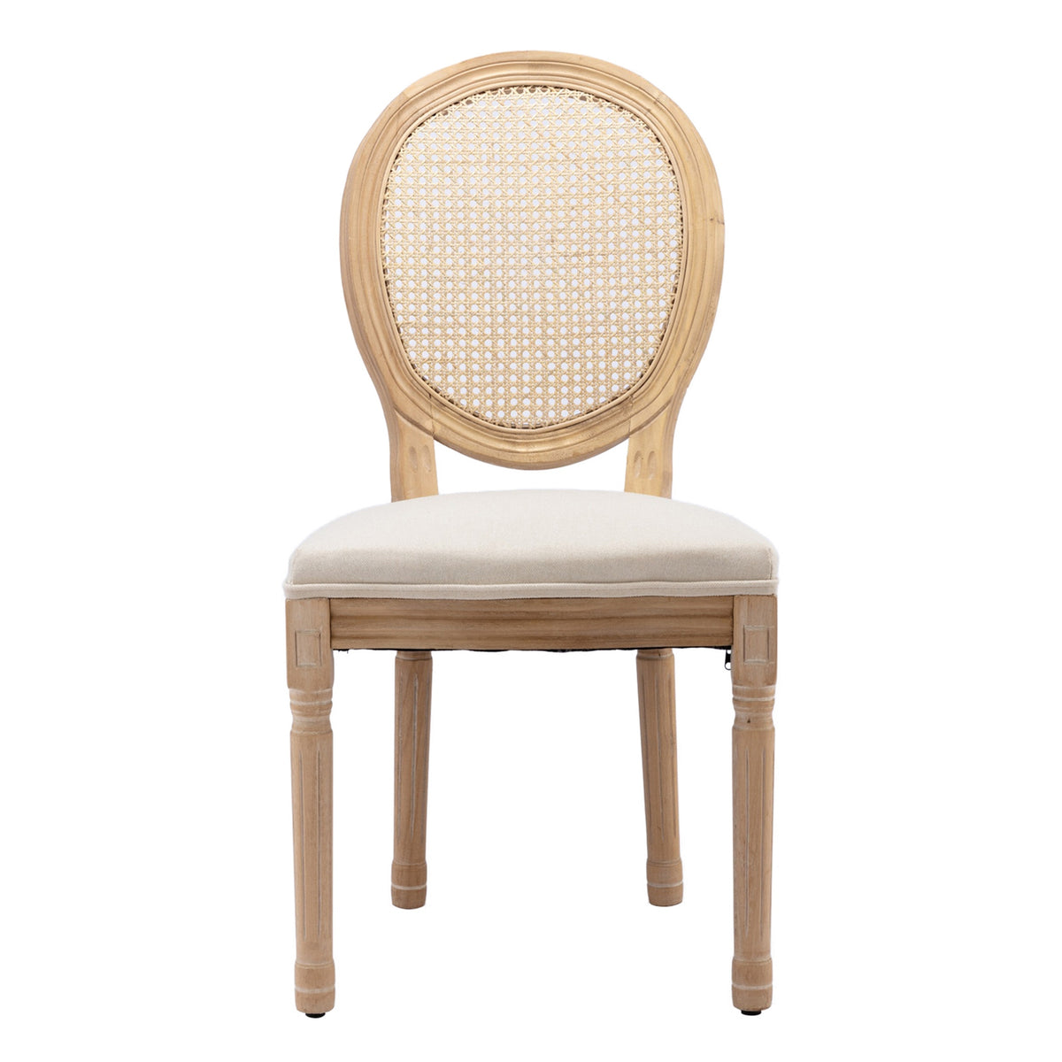 French Style Solid Wood Dining Chairs Set of 2, Elegant Oval Back Kitchen Side Chairs for Dining Room & Living Room