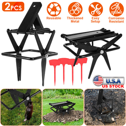 Mole Scissor Trap Set - 2 Pack Reusable Metal Outdoor Traps