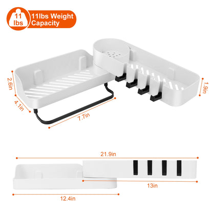 Rotatable Bathroom Corner Caddy Shelf with Towel Bar