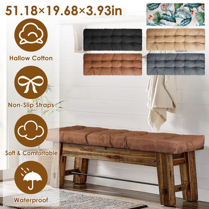 Bench Seat Cushion 51x20 Inch with Ties for Indoor Outdoor Use