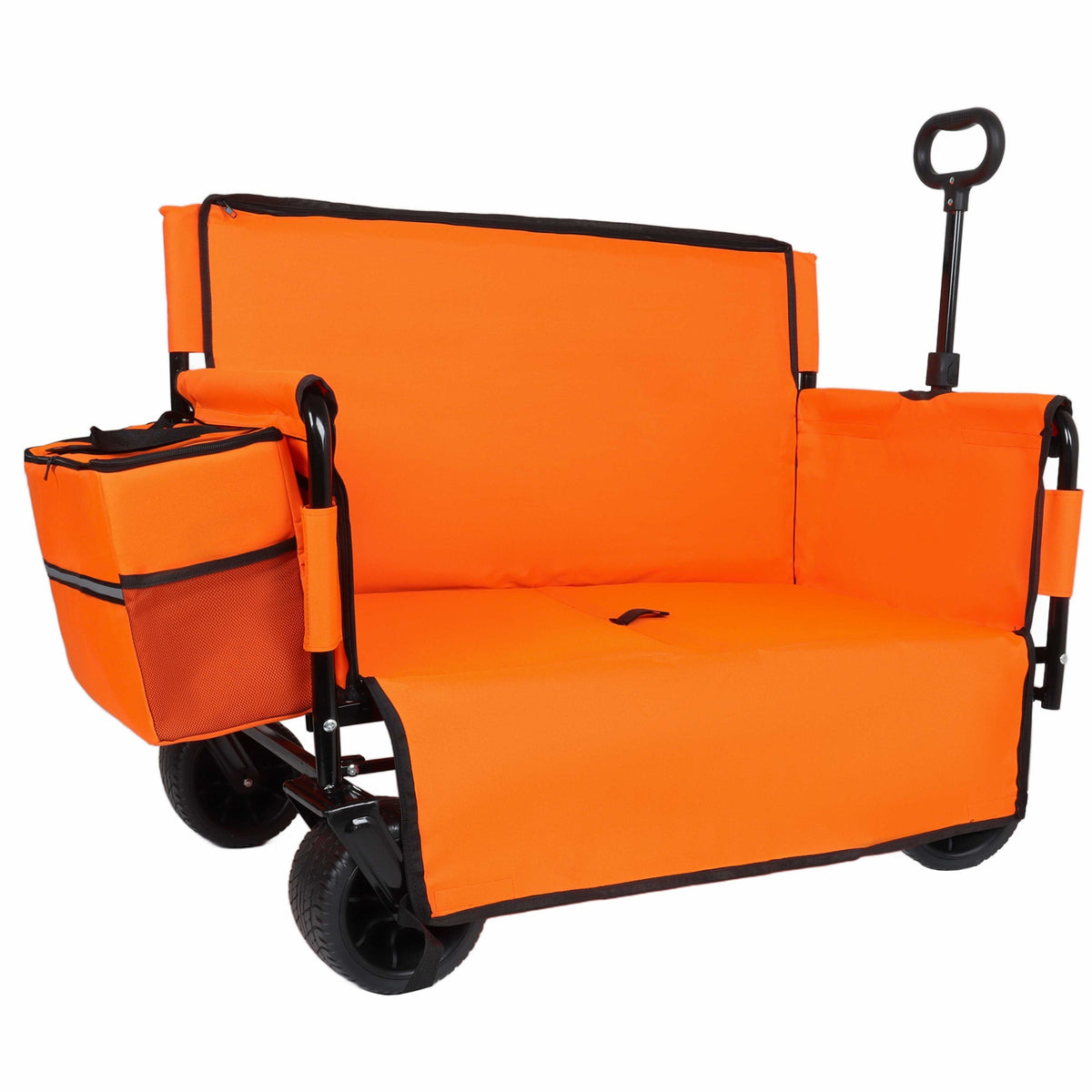 3-in-1 Folding Wagon Cart with Bench Seat, patent protection- Includes 1 ice pack, 500lbs Heavy-Duty Utility Wagon, 180L