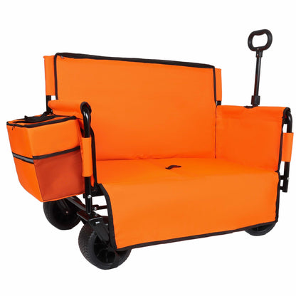 3-in-1 Folding Wagon Cart with Bench Seat, patent protection- Includes 1 ice pack, 500lbs Heavy-Duty Utility Wagon, 180L