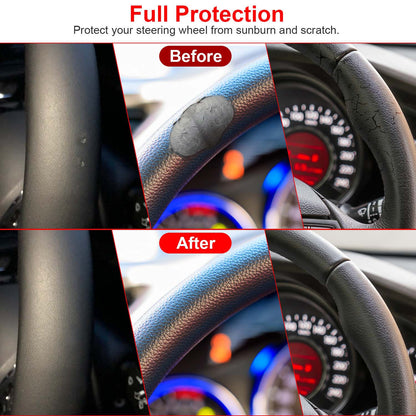 Steering Wheel Cover 14.5-15" Universal Fiber Leather