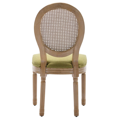 French Oval Rattan Back Dining Chairs Set of 2 - Solid Wood