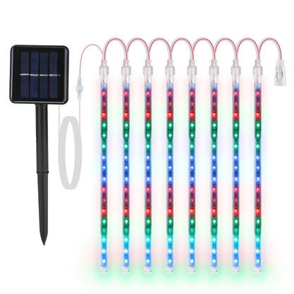 Solar Meteor Shower String Lights 8 Tubes 144 LED Waterproof