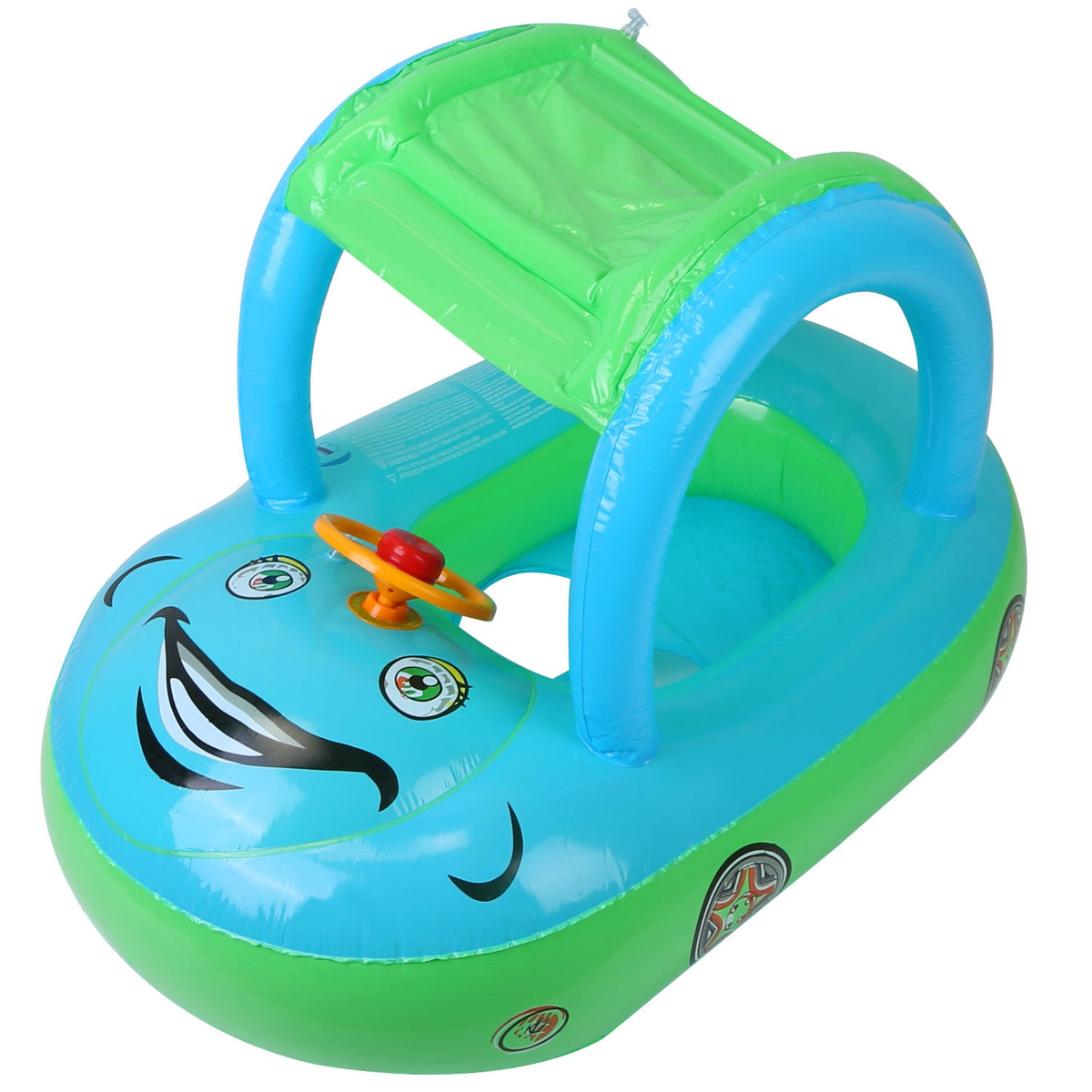 Baby Pool Float with Sun Canopy - Car Shaped Swim Ring